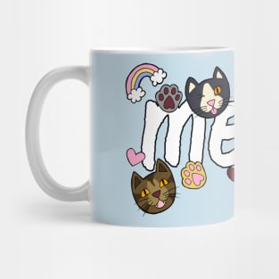 MEOW! Heavenly Cute Doodle Cats, Hearts, and Paws Mug